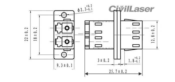 Integrated Type Multimode Double Core Plastic Fiber Optic Adapter